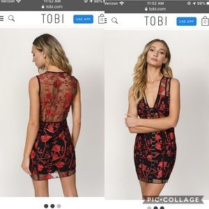 tobi size small black and red roses dress